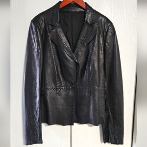 ELLIE TAHARI Genuine Black Leather Jacket Butter soft - Size med